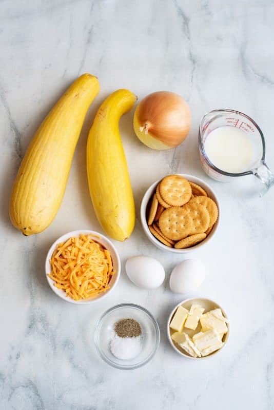 Ingredients for squash casserole.