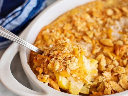 scoop of squash casserole