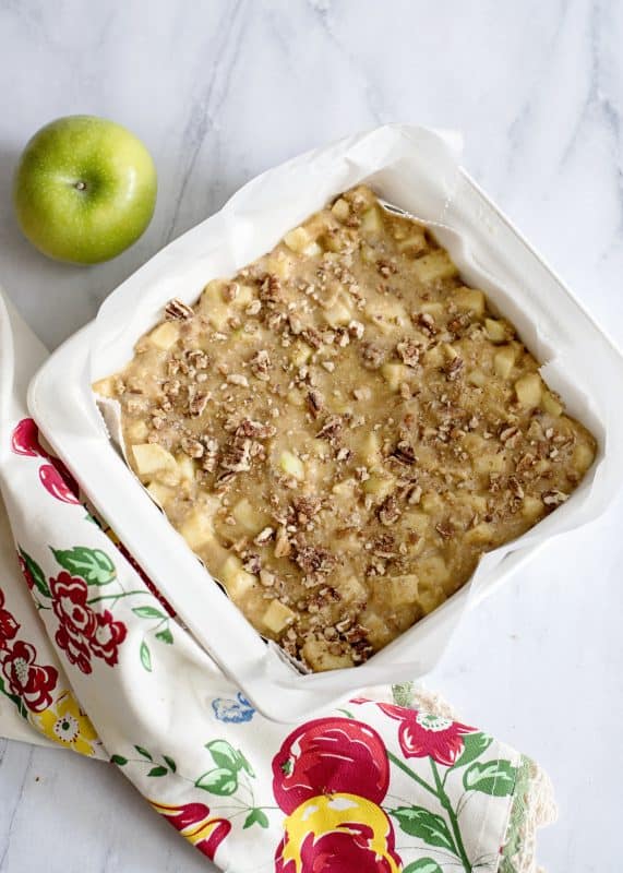 Pour cake batter into baking dish.