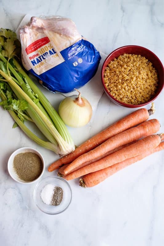 Ingredients for Chicken Noodle soup