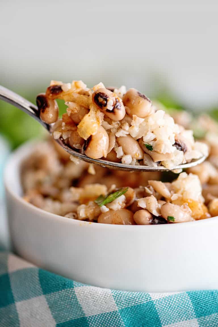 A spoonful of Vegetarian Hoppin John.