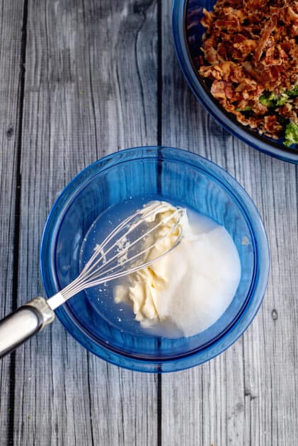 Mix up dressing in separate bowl.