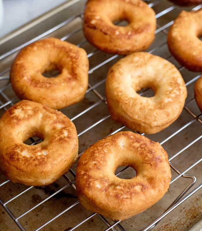 Doughnut cooked and cooling