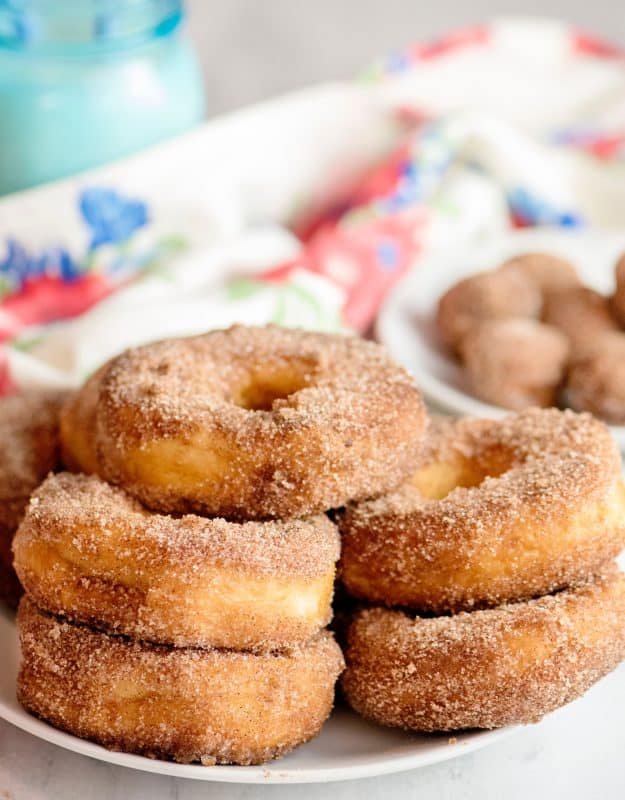 Plate of homemade doughnuts