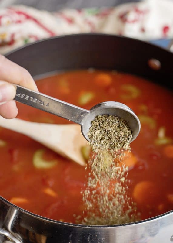 Add Italian seasoning to pot (optional).