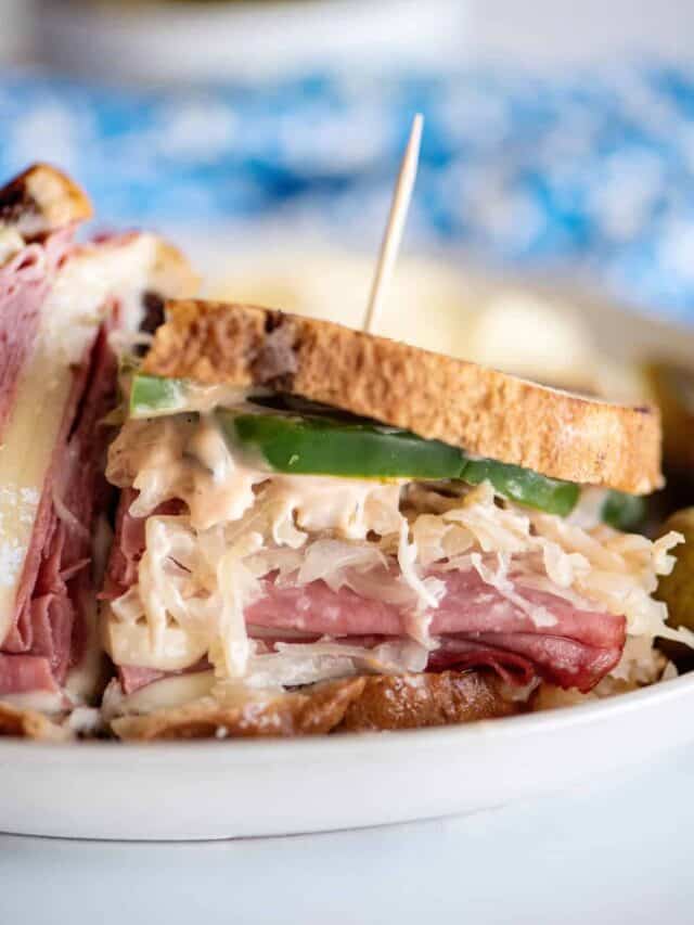 Classic Reuben sandwich.