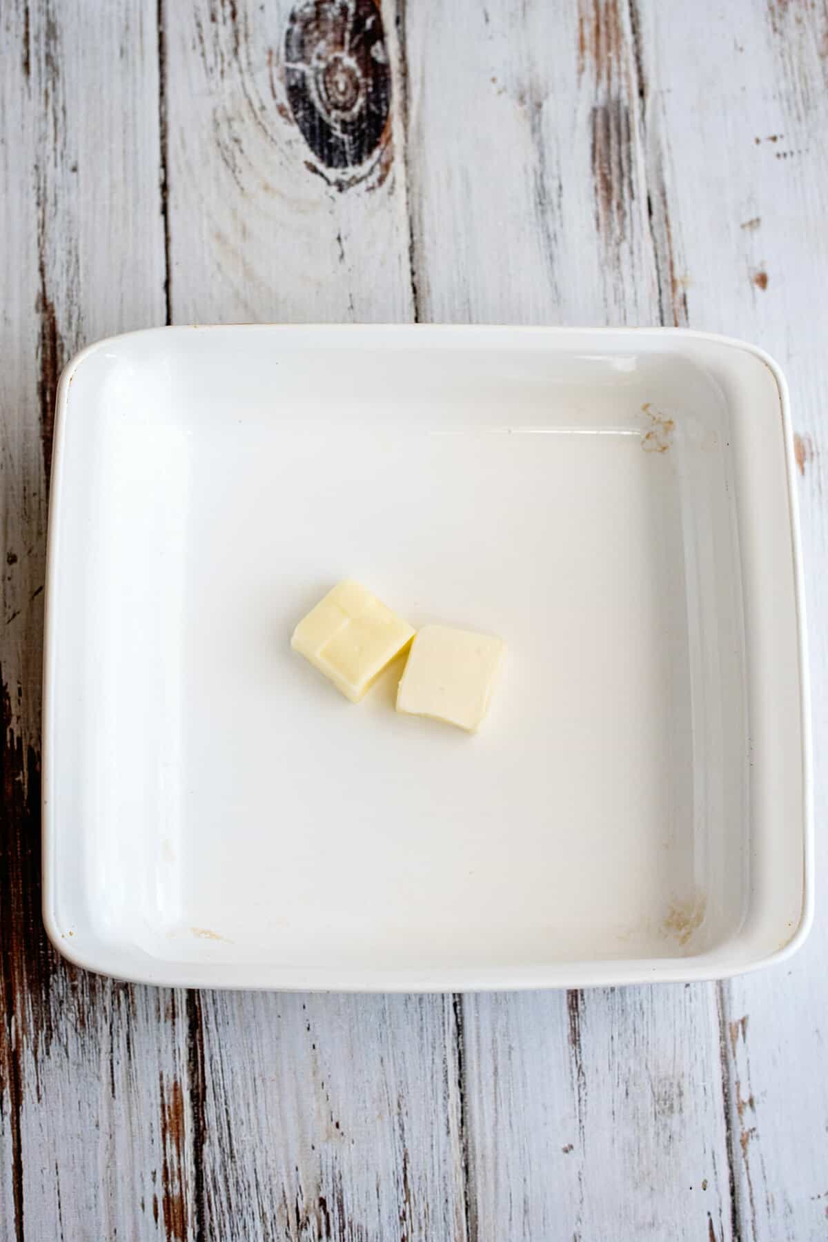 2 cubes of butter in a pan