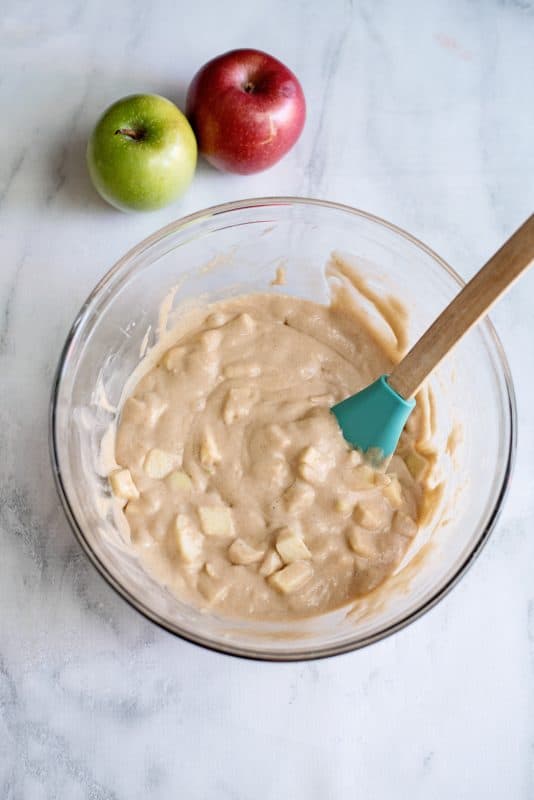 mix up the apples in the batter well