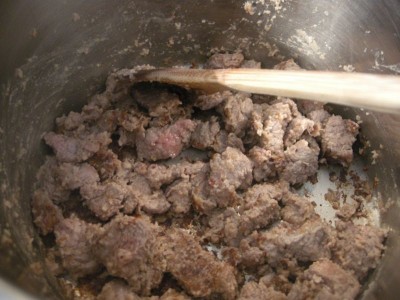 Browned beef ready for slow cooker.