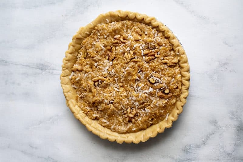 Pour pie mixture into pie shell.