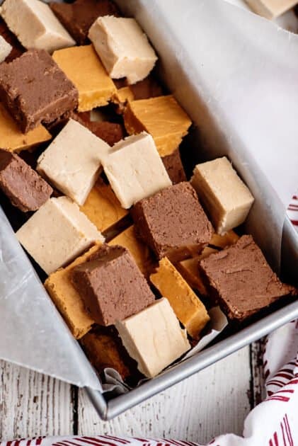 Different homemade fudge flavors