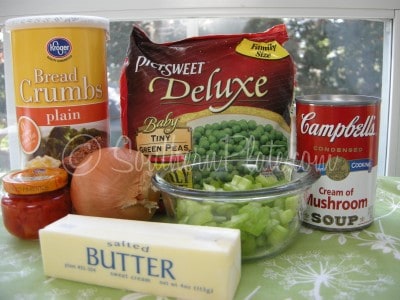 Ingredients for green pea casserole