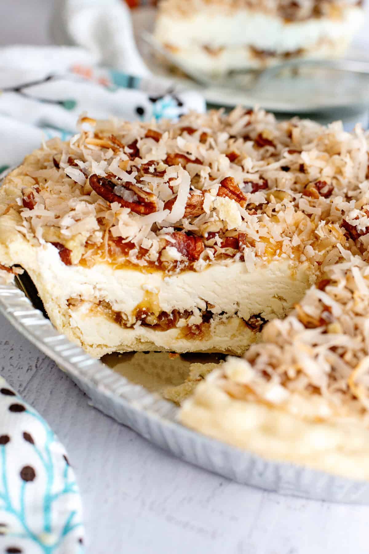 place coconut caramel pie in the freezer and freeze before serving