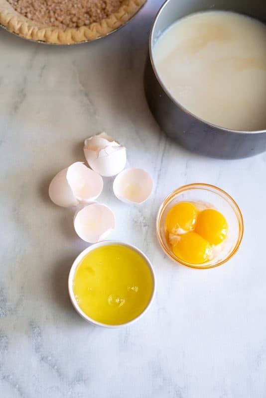 now separate egg yolks and white