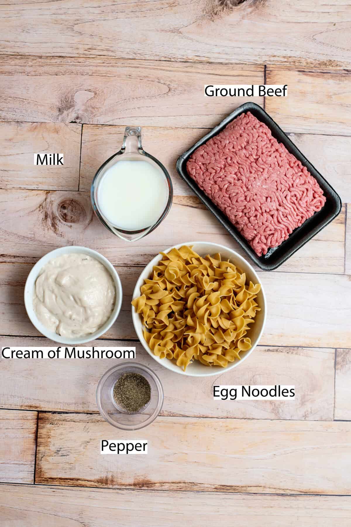 ingredients for quick and easy beef stroganoff