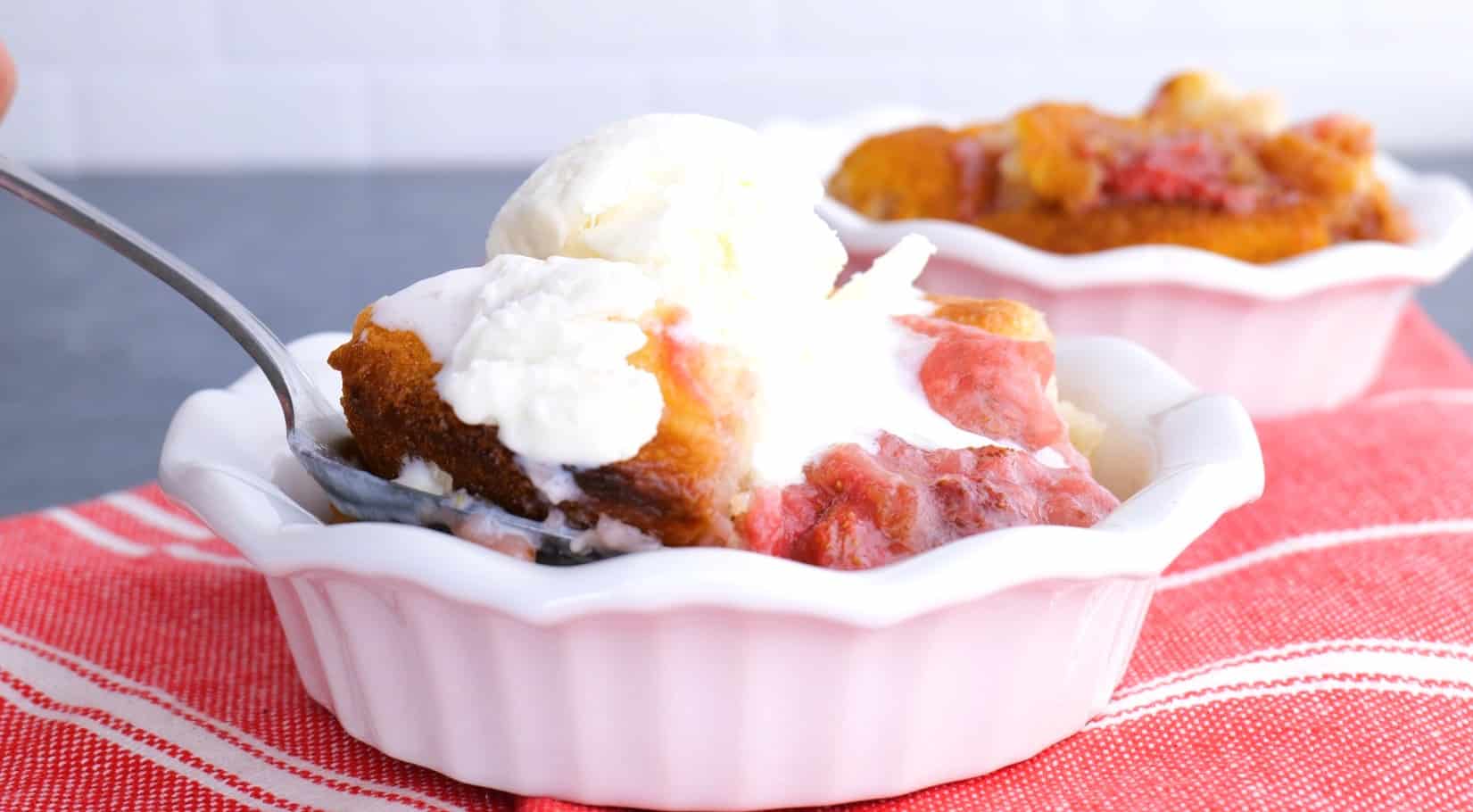 scoop of strawberry cobbler