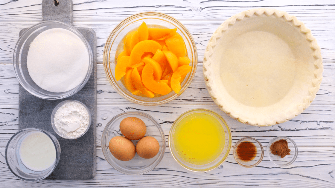 Ingredients for buttermilk peach pie.