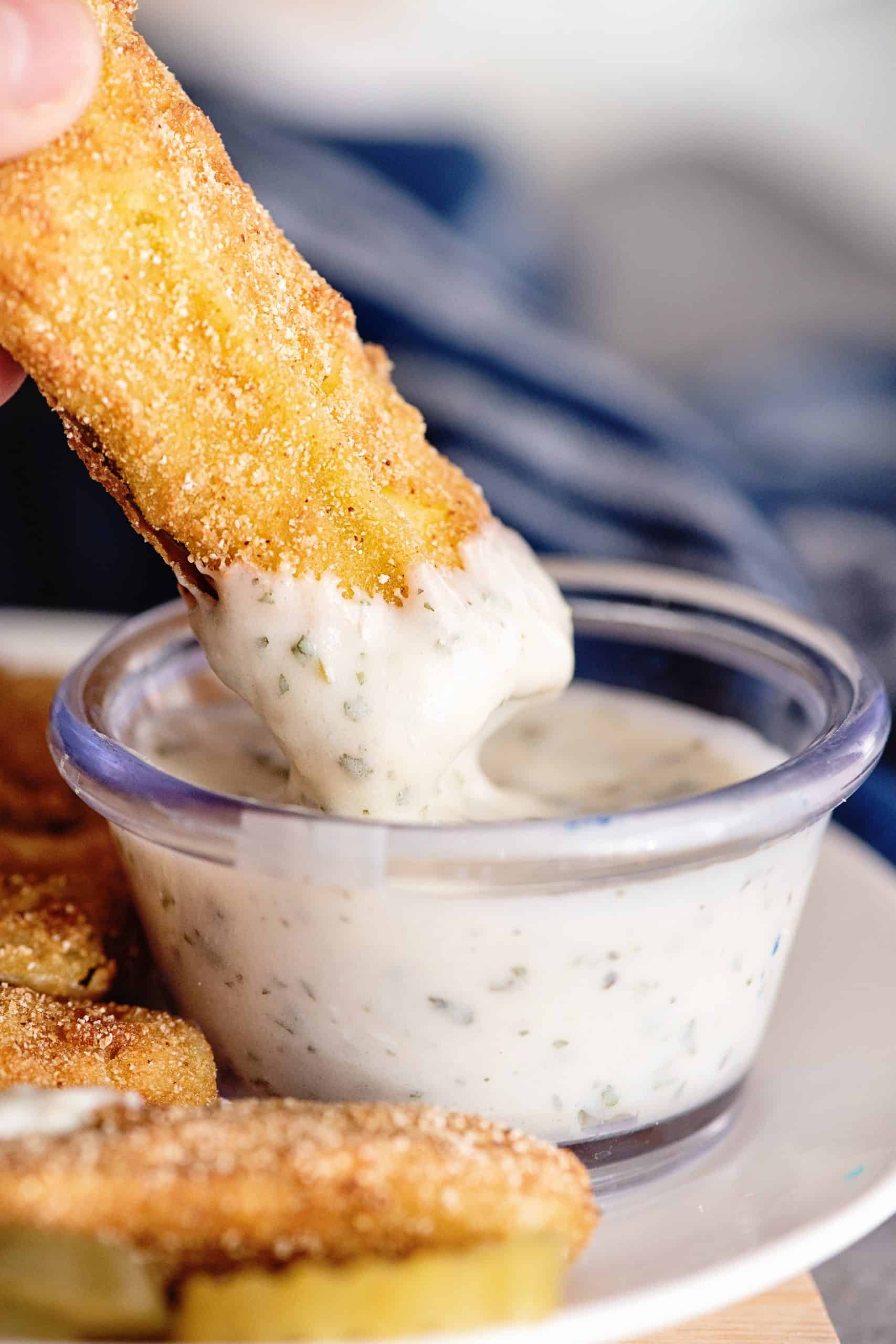 fried pickles and ranch dressing