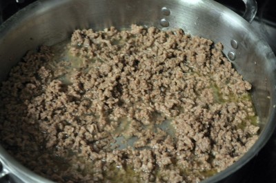 Cook ground beef.