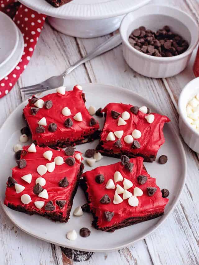Plate of Valentine's Day brownies
