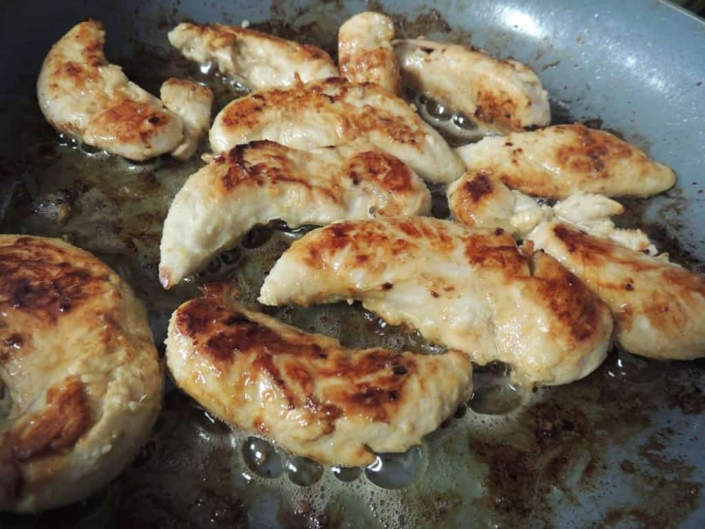 Turn chicken once until brown on both sides.