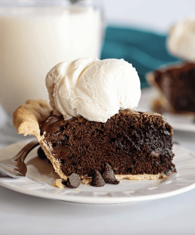 slice of chocolate brownie pie