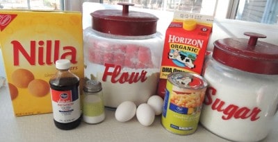 Ingredients for Vanilla Wafer Pineapple Pudding.