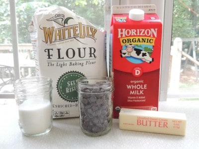 ingredients for chocolate chip biscuits.