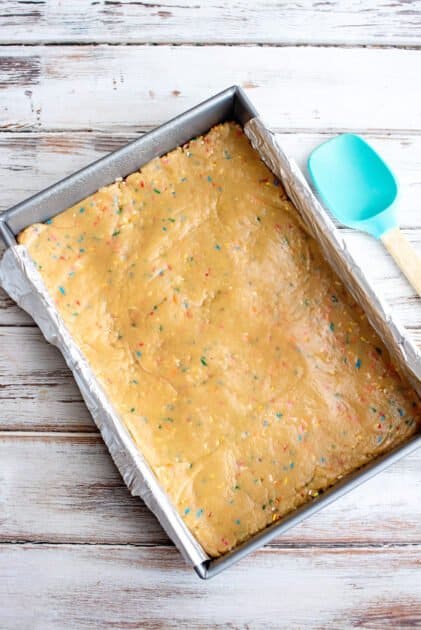 Press cookie batter into pan.