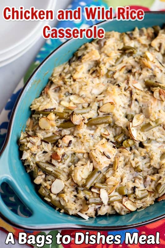 Bags to Dishes featured meal: chicken and wild rice casserole.