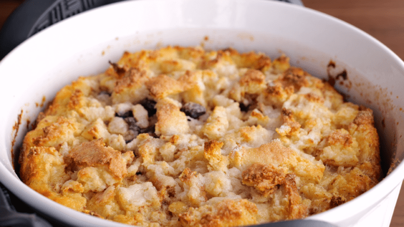 Baked bread pudding.