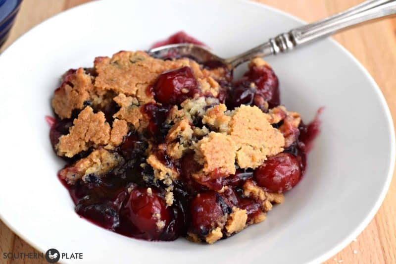 cherry blueberry cobbler