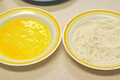 Beat eggs in separate bowl.