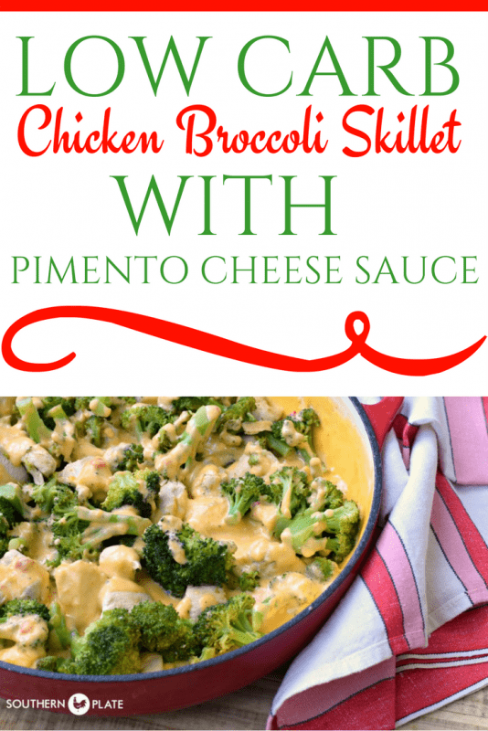 Pin image for Chicken Broccoli Skillet with Pimento Cheese Sauce