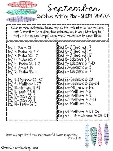 September Scripture Writing Plan - Southern Plate