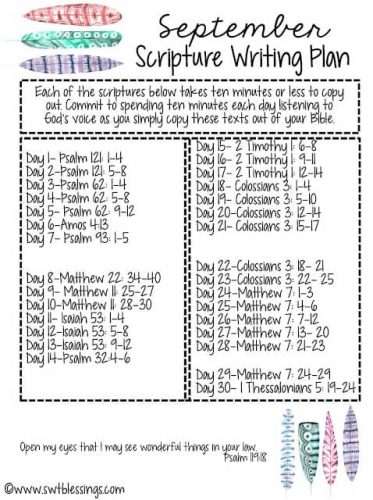 September Scripture Writing Plan - Southern Plate