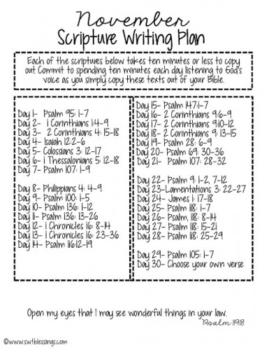 November Scripture Writing Plans | Southern Plate