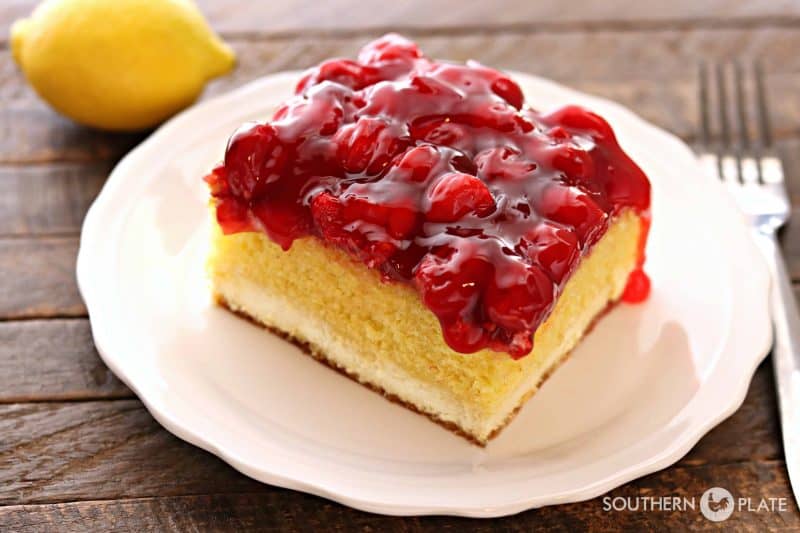 Slice of Lemon Cherry Cheesecake