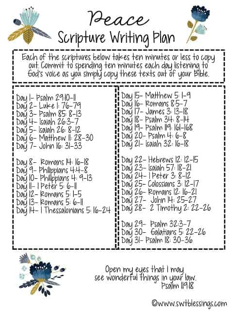 “Peace” Scripture Writing Plan | Southern Plate