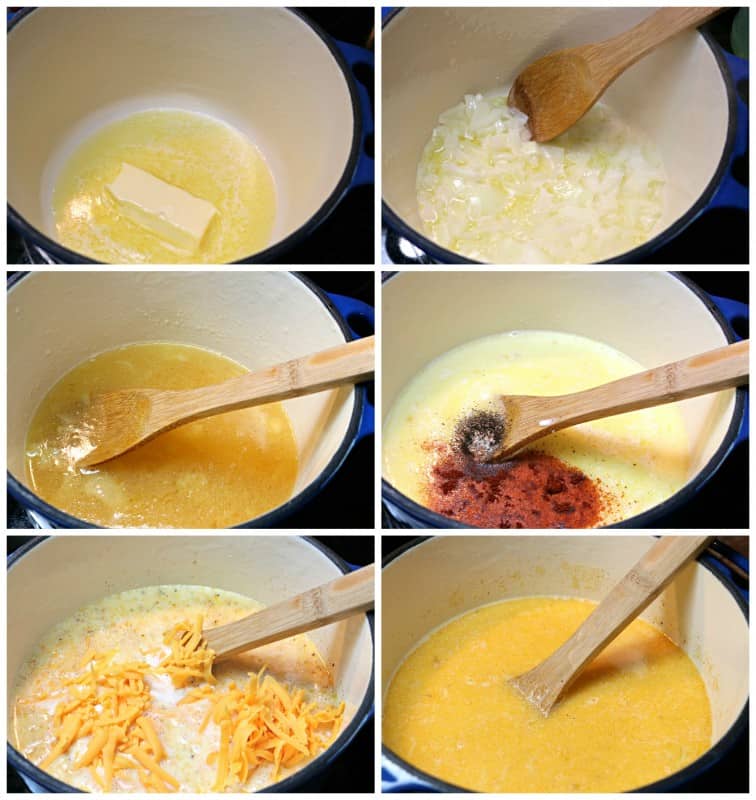 steps of making cheese soup