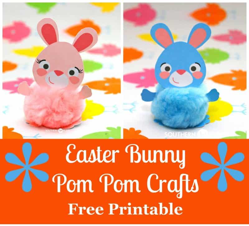 Bunny Pom Pom Crafts (with free printable)