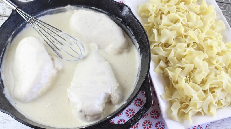 Chicken with Sour Cream Sauce and Egg Noodles