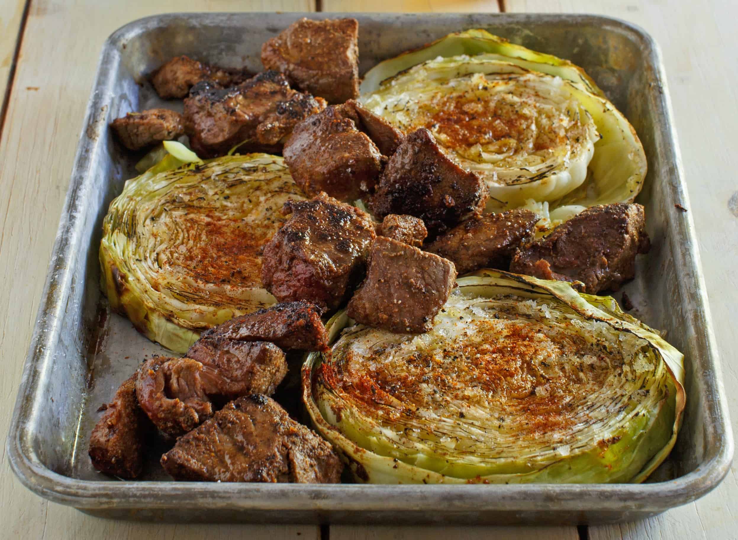 Sheet Pan Cabbage With Beef