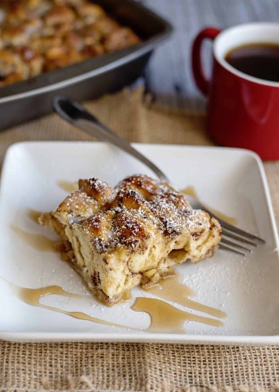 Cinnamon Roll French Toast Casserole on a plate.