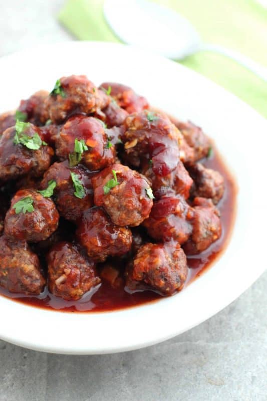Plate of Cranberry Sauce Meatballs