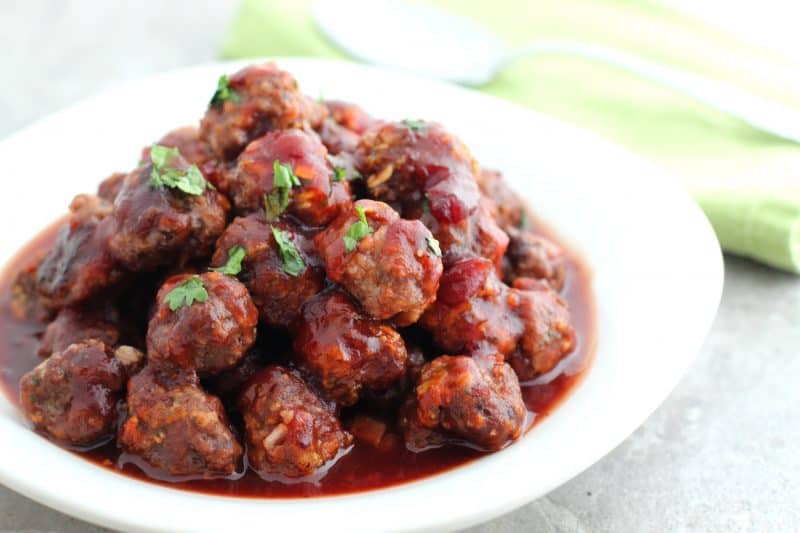 Plate of Cranberry Sauce Meatballs