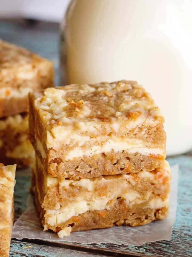 Carrot Cake Blondies Close Up Pair