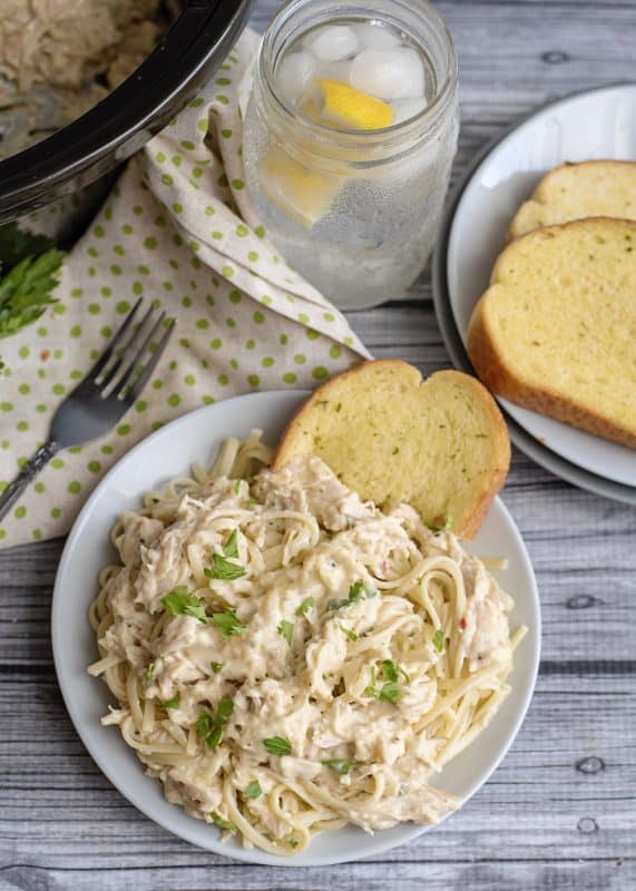 Bowl of Crock Pot Chicken Tetrazzini