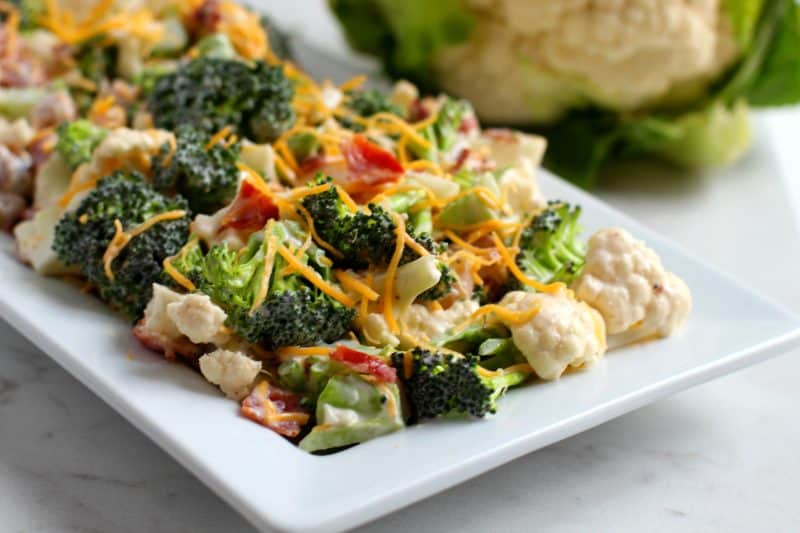 DELICIOUS Low Carb Broccoli Cauliflower Salad