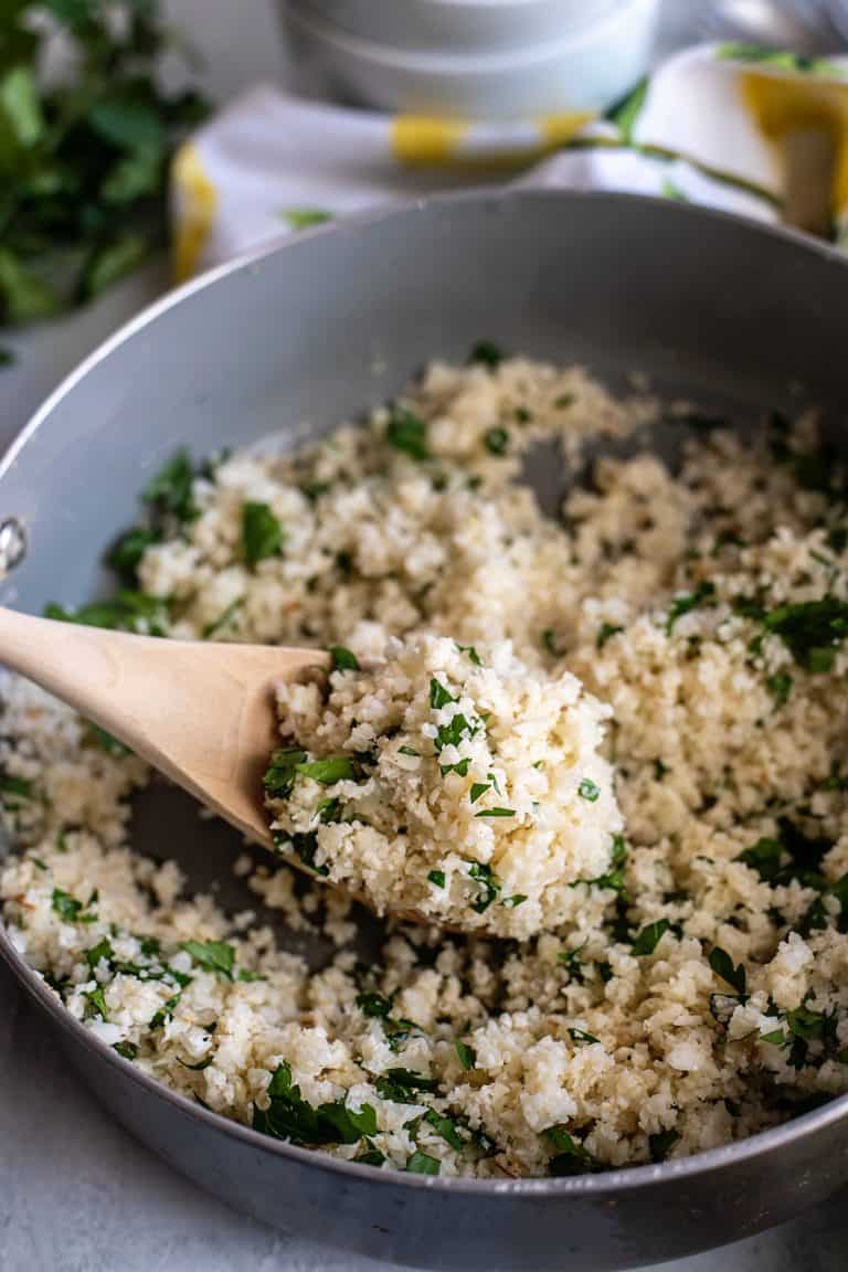 scoop of herbed cauliflower rice